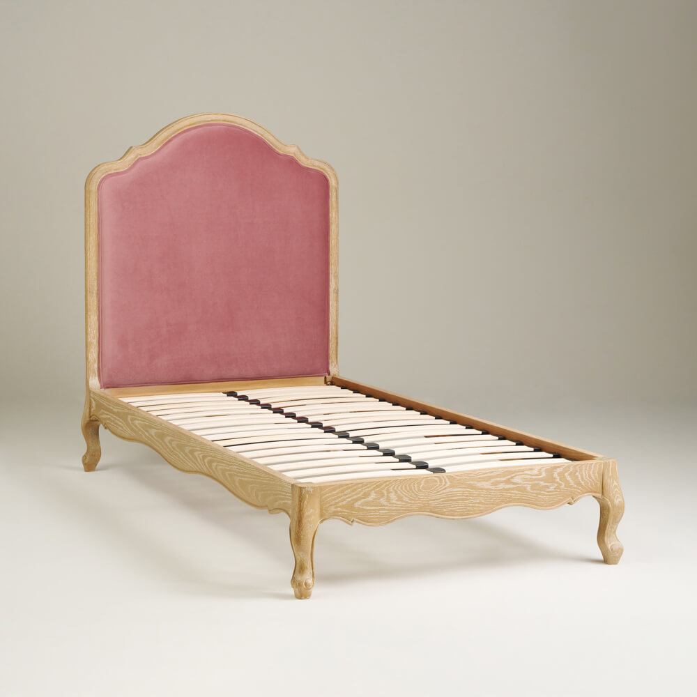 Sienna Beau Velvet Bed, Weathered Oak / Pink, Single